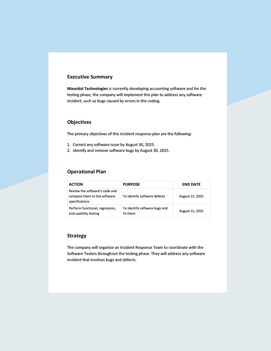 Incident Response Test Plan Template - Google Docs, Word, Apple Pages ...