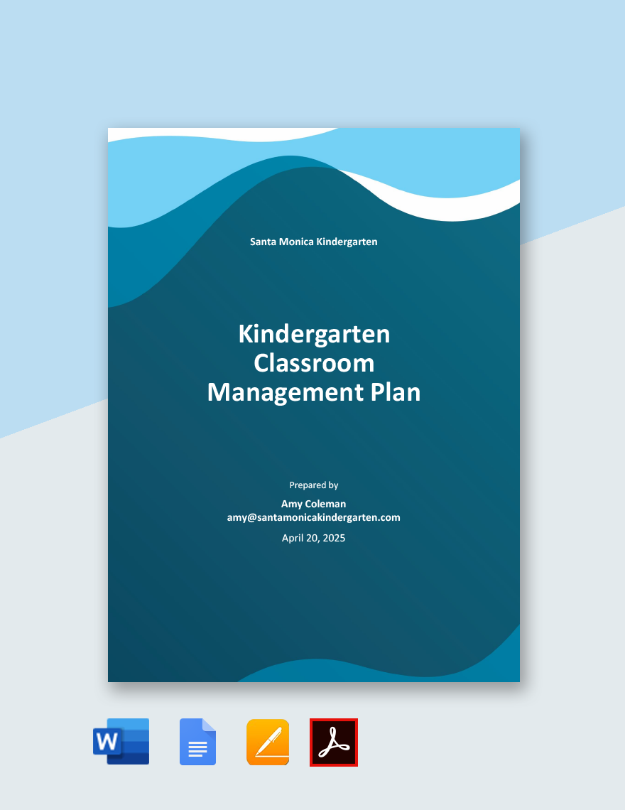 Kindergarten Classroom Management Plan Template Google Docs, Word