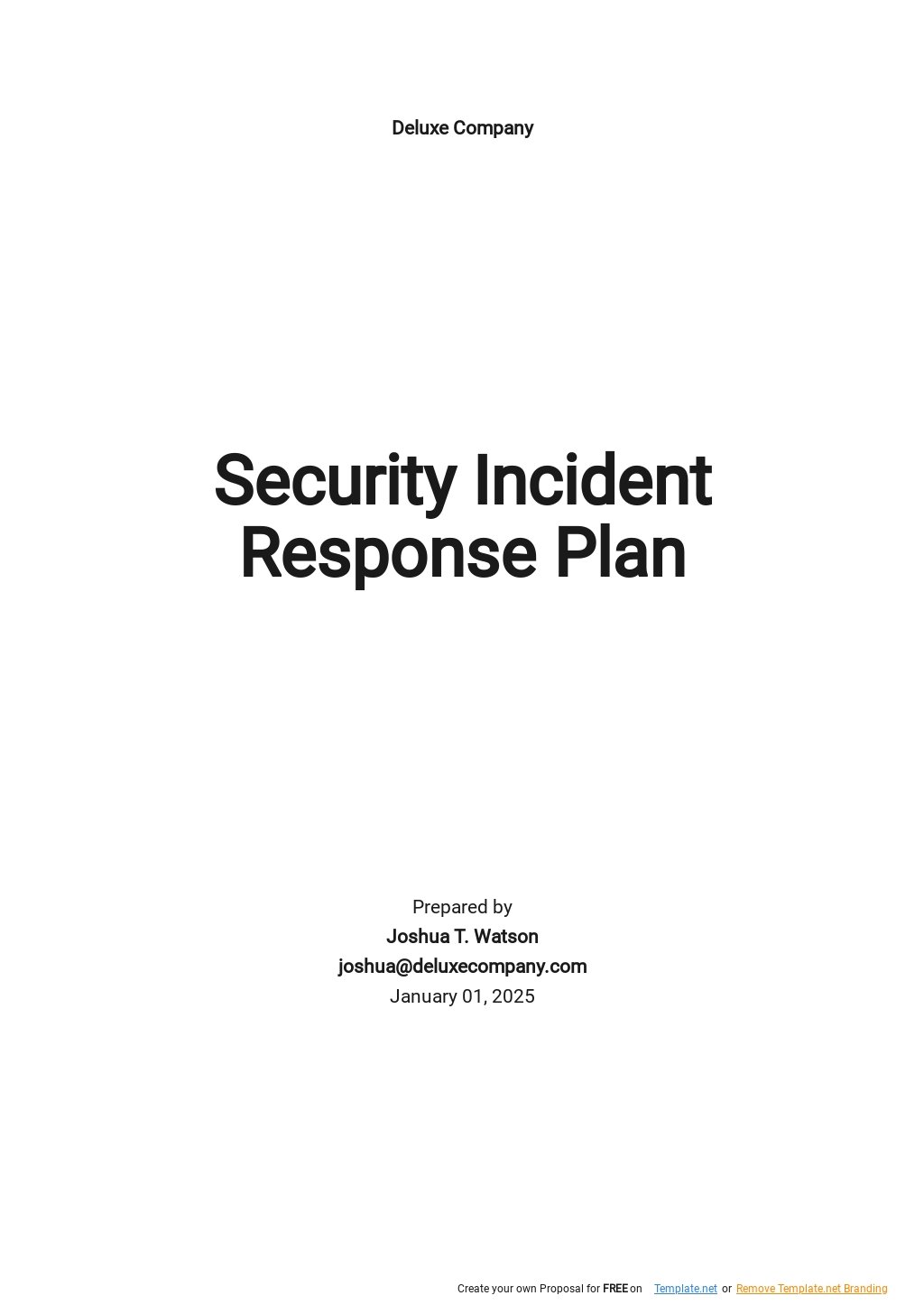 Security Incident Response Plan Template
