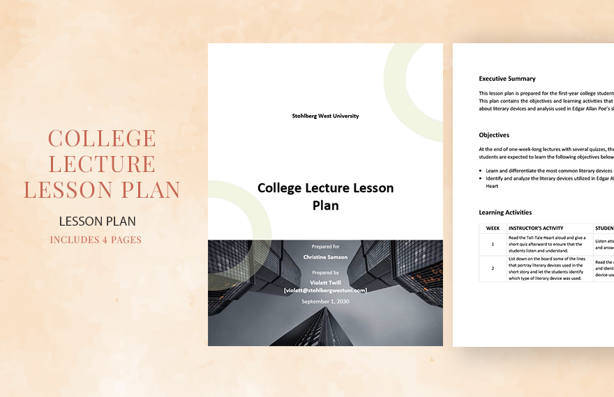 College Lecture Lesson Plan Template