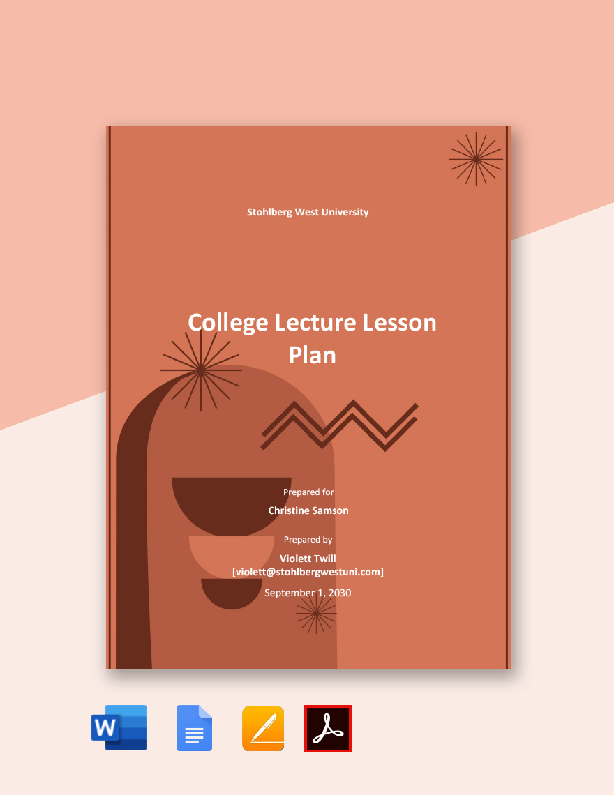 College Lecture Lesson Plan Template Google Docs, Word, Apple Pages