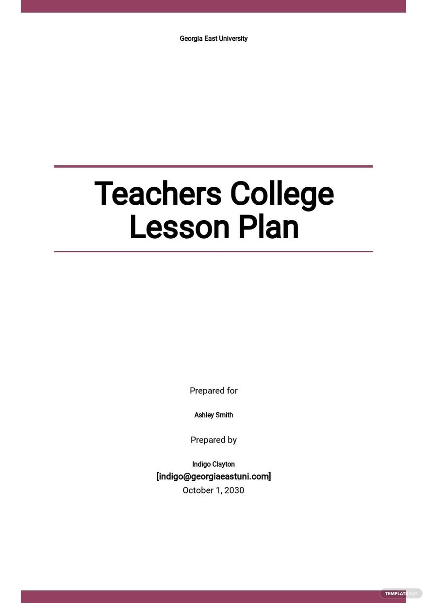 Teachers College Lesson Plan Template