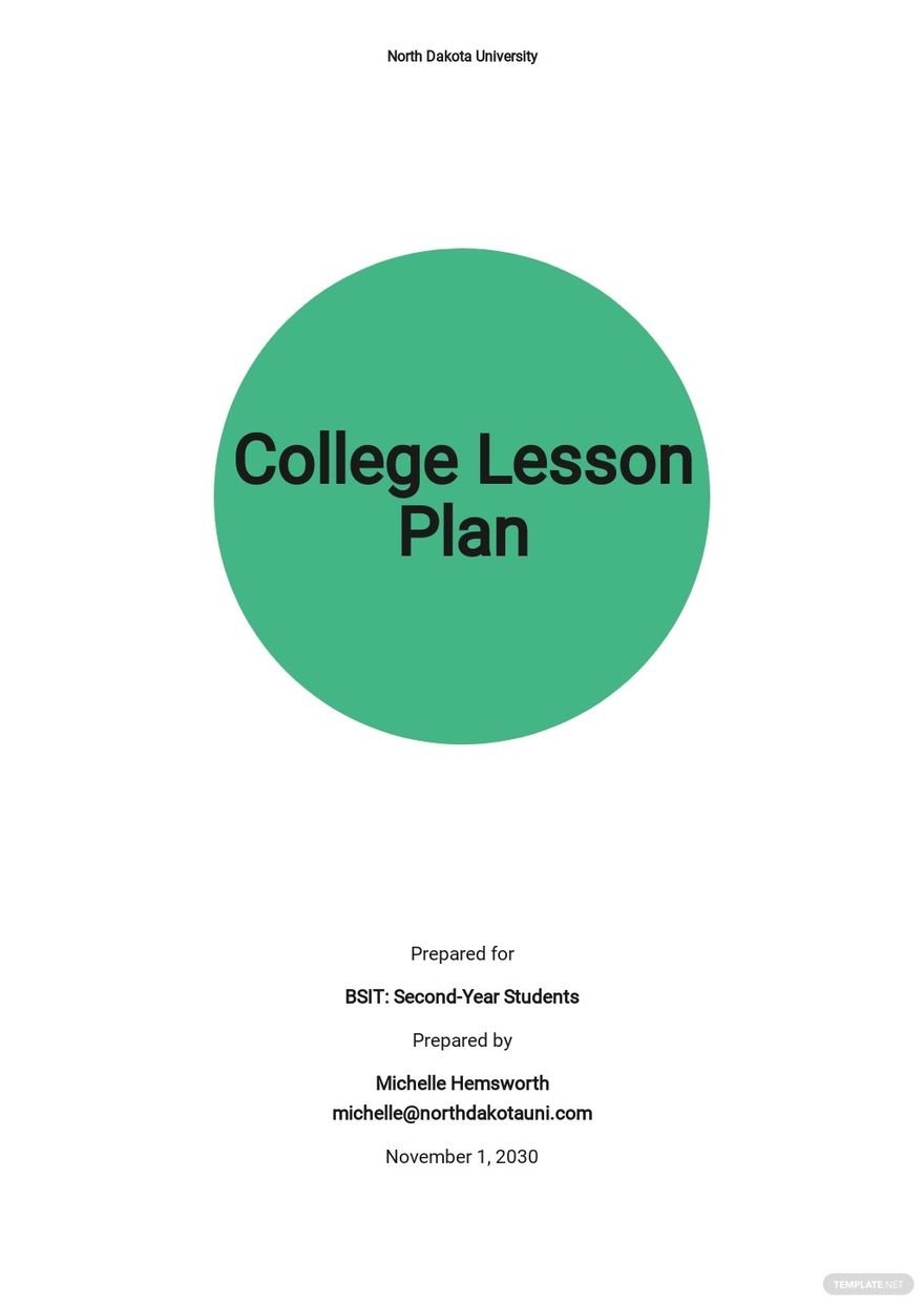 Free Sample College Lesson Plan Template