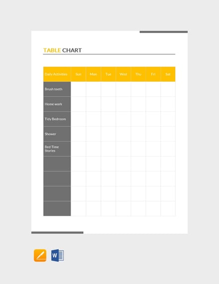 Free Table Chart Templates