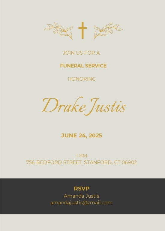 Free Modern Email Funeral Invitation Template