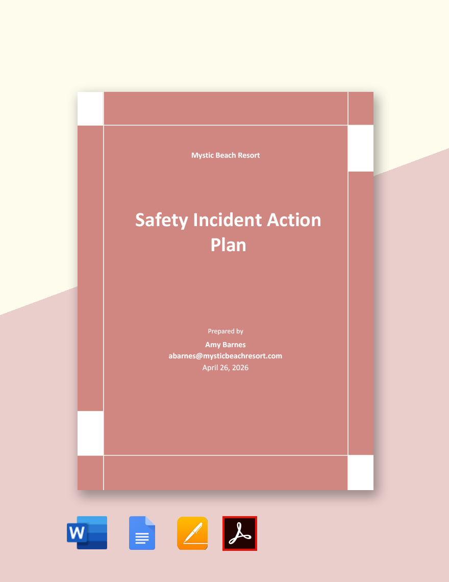 Safety Incident Action Plan Template Google Docs, Word, Apple Pages
