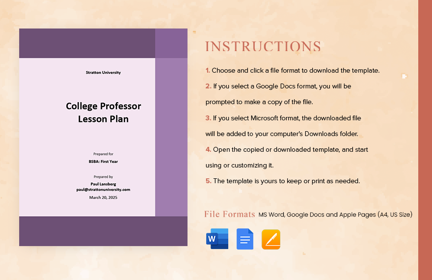 College Professor Lesson Plan Template