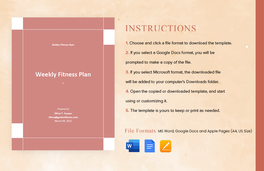 Weekly Fitness Plan Template