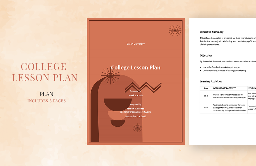 College Lesson Plan Template