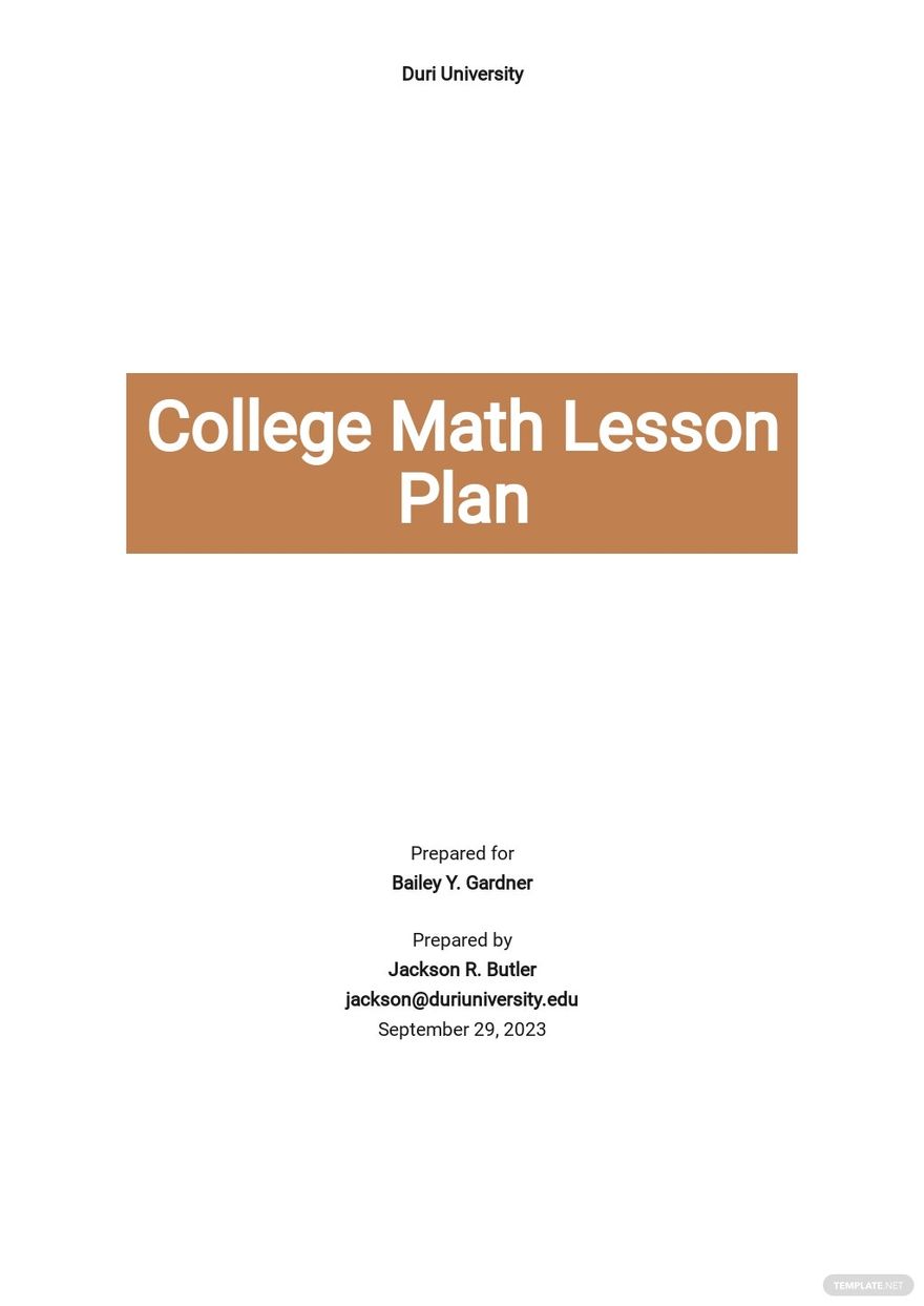 Math Lesson Plan Templates Documents Design Free Download