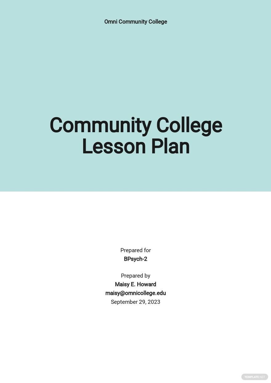 Community College Lesson Plan Template