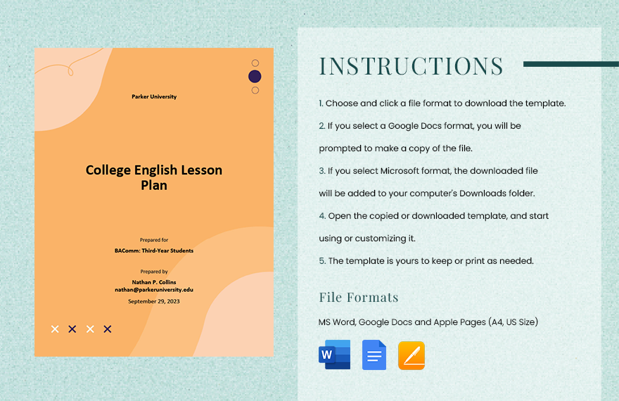 College English Lesson Plan Template
