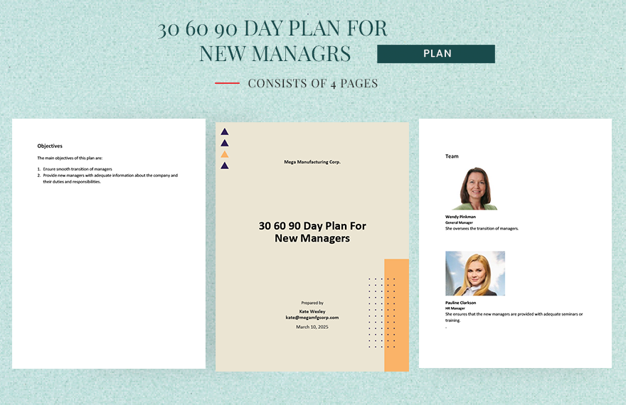 Sample 30 60 90 Day Plan For New Managers Template