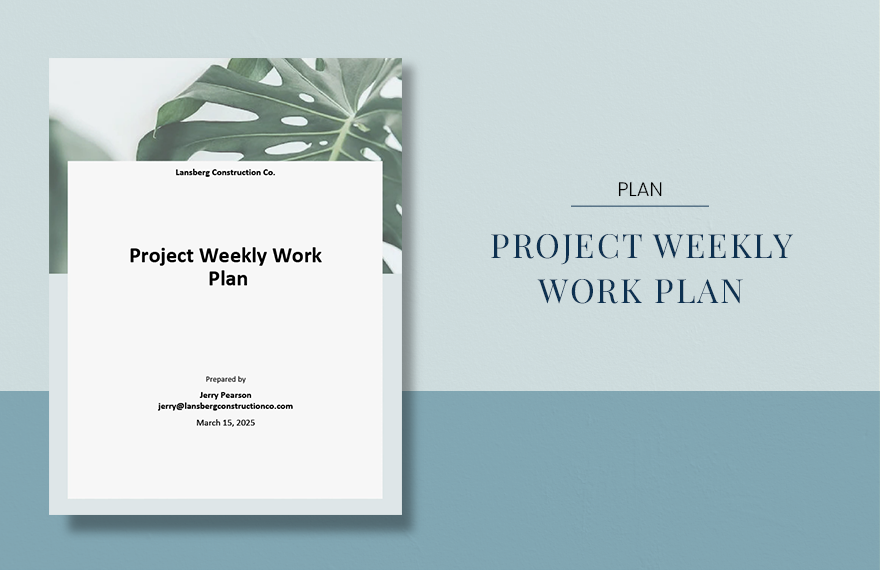 Project Weekly Work Plan Template in Word, Google Docs, PDF, Apple Pages