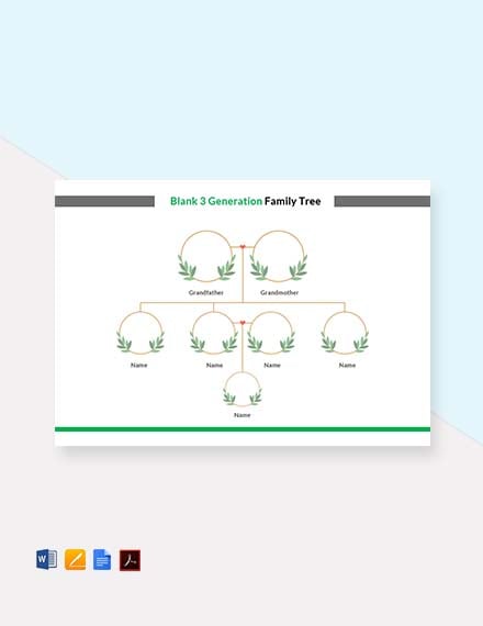 Blank 3 Generation Family Tree Template - Word, Apple Pages, PDF ...