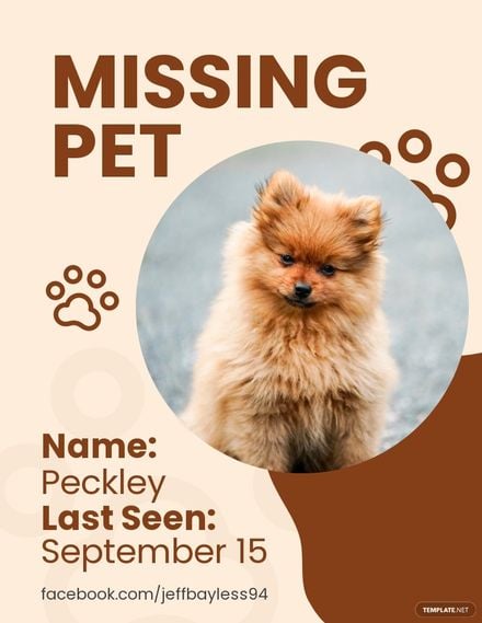Pet Missing Flyer Template in Word, Google Docs, PSD, Apple Pages, Publisher