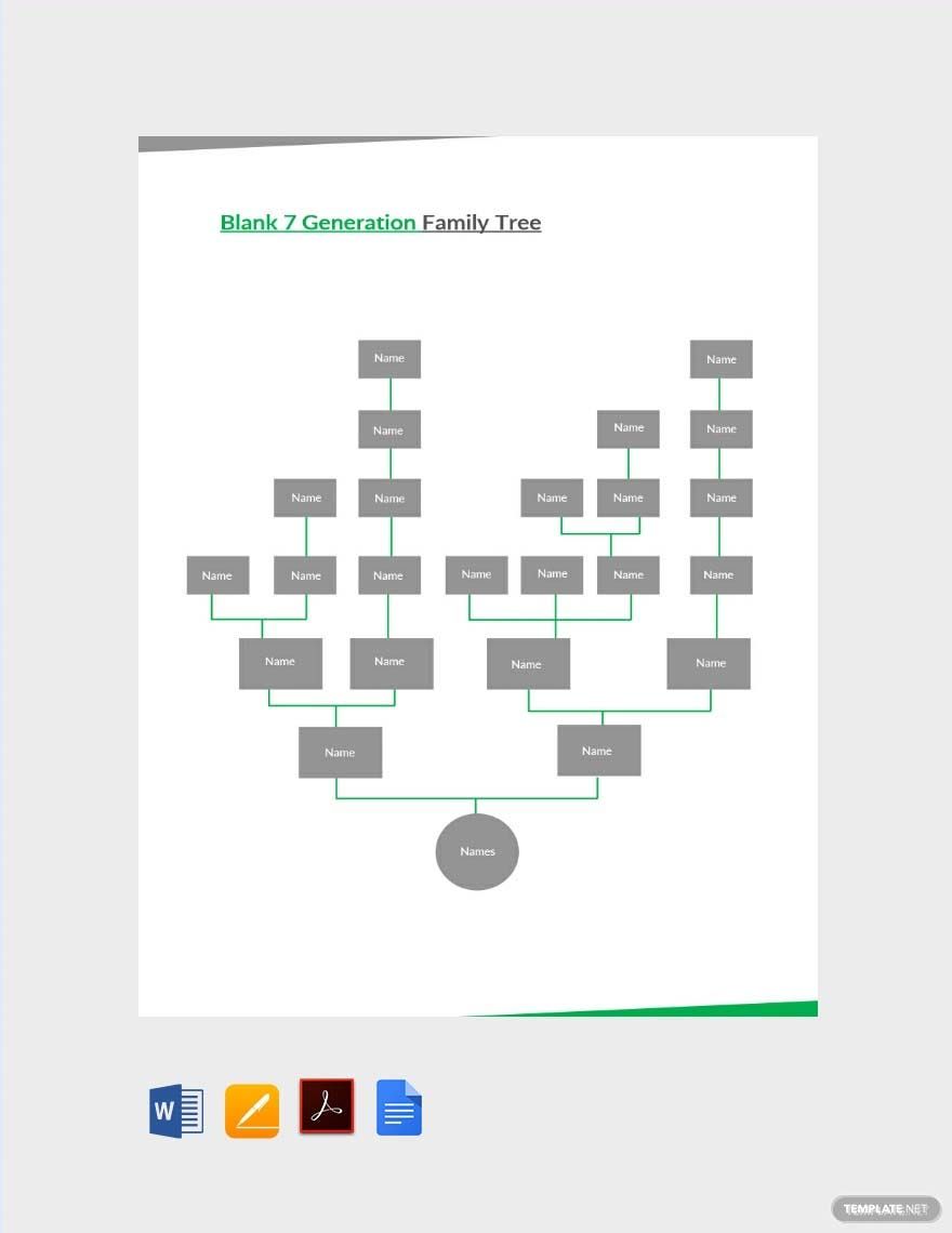 Blank 7 Generation Family Tree Template