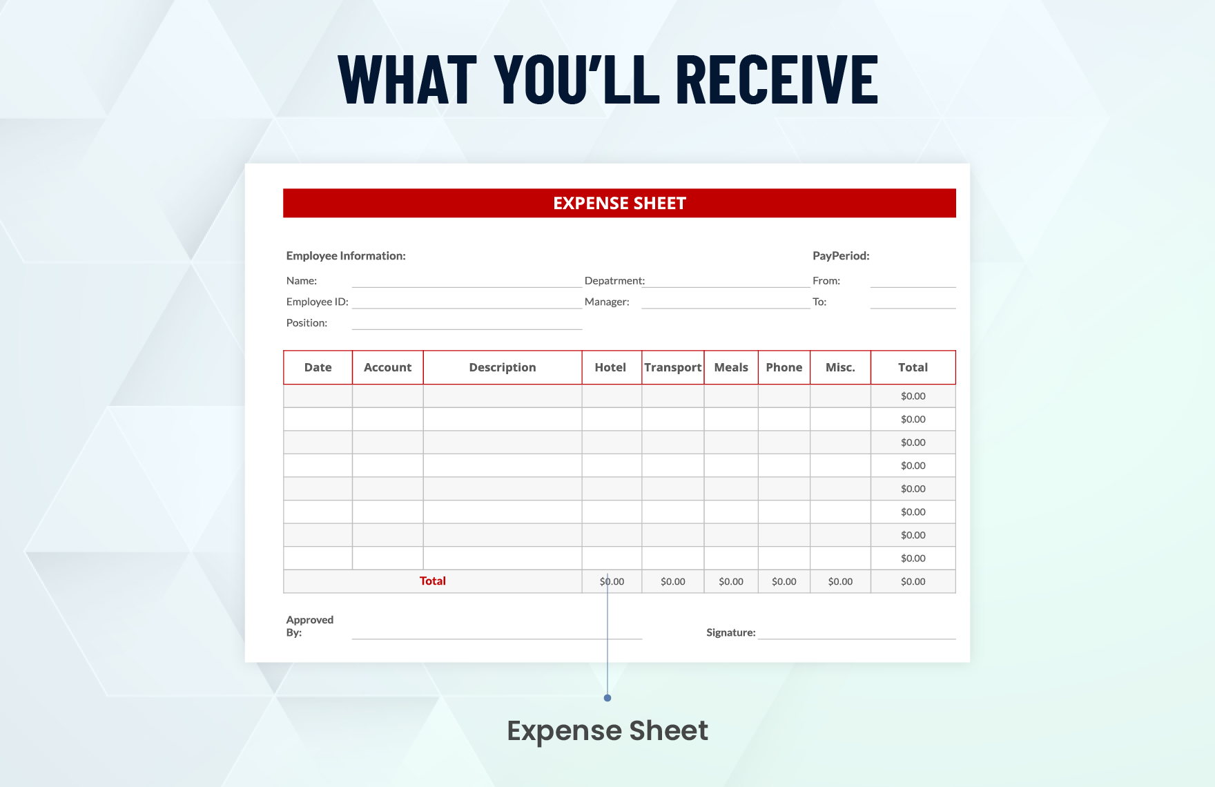 Blank Expense Sheet Template
