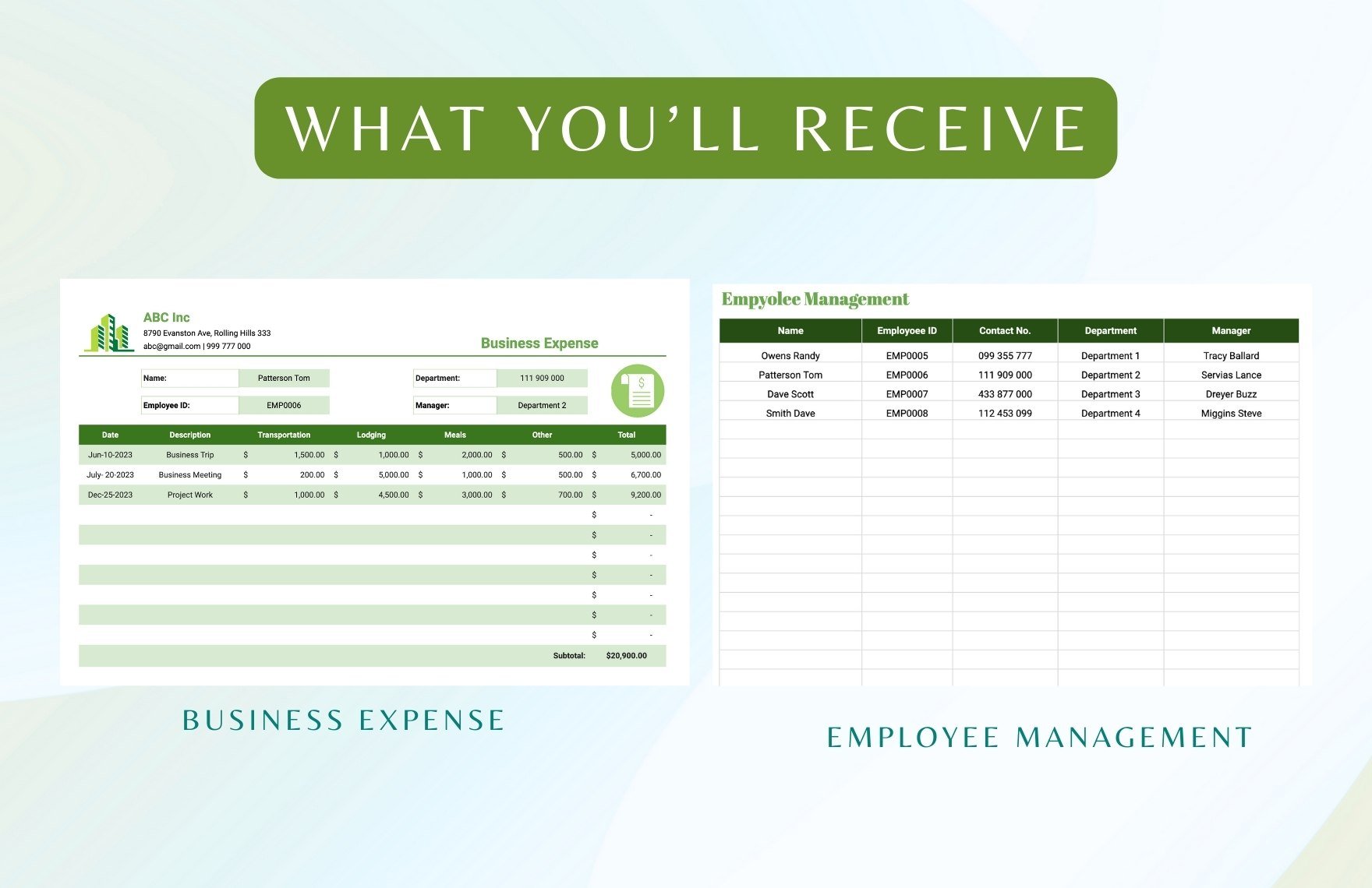 Business Expense Sheet Template