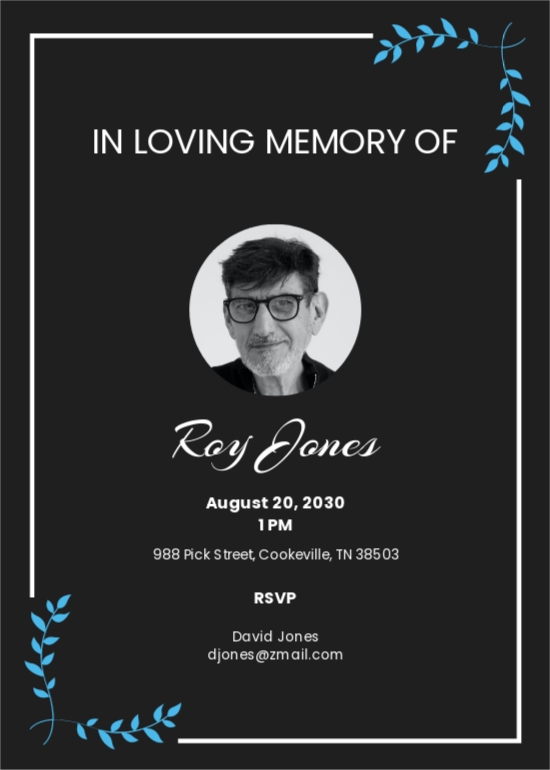 Email Funeral Announcement Invitation Template