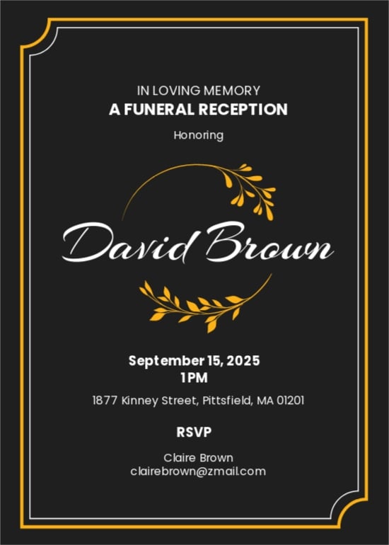 Email Funeral Reception Invitation Template