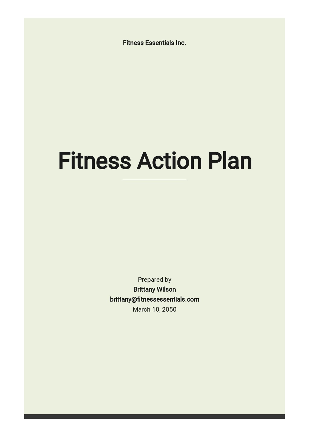 Fitness Action Plan Example