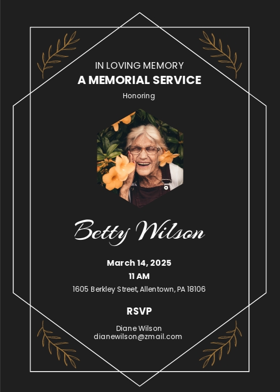 Funeral Memorial Announcements Invitation Template Download in Word