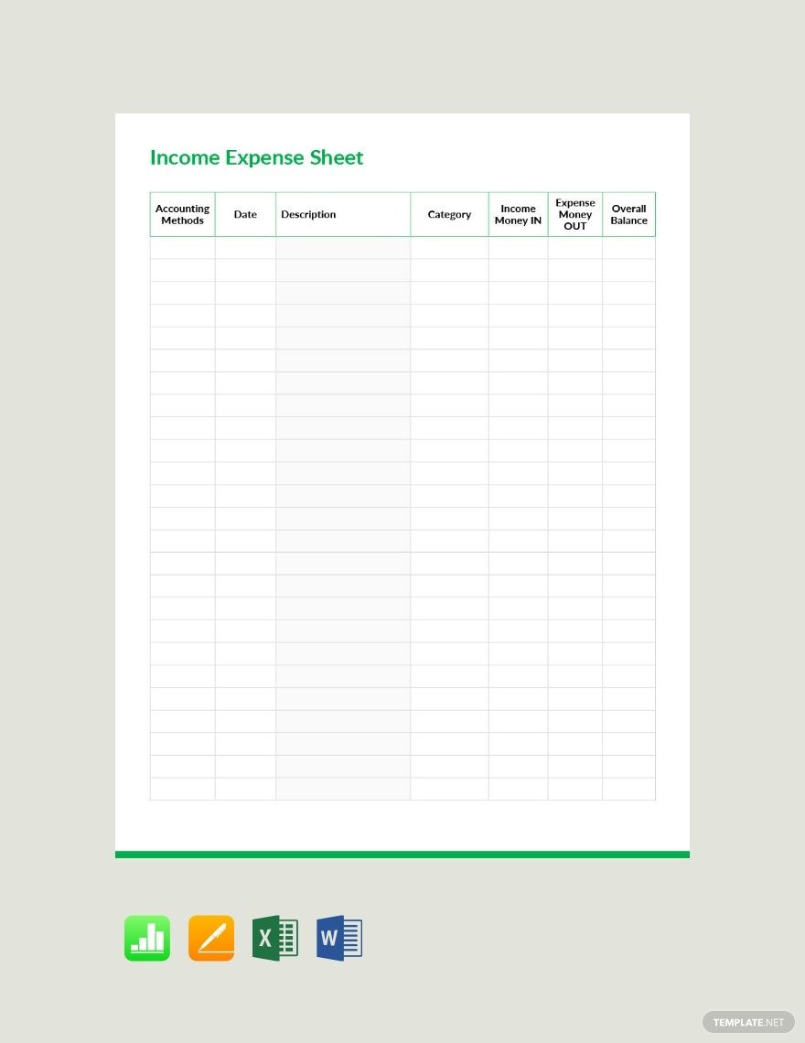 Income Expense Sheet Template