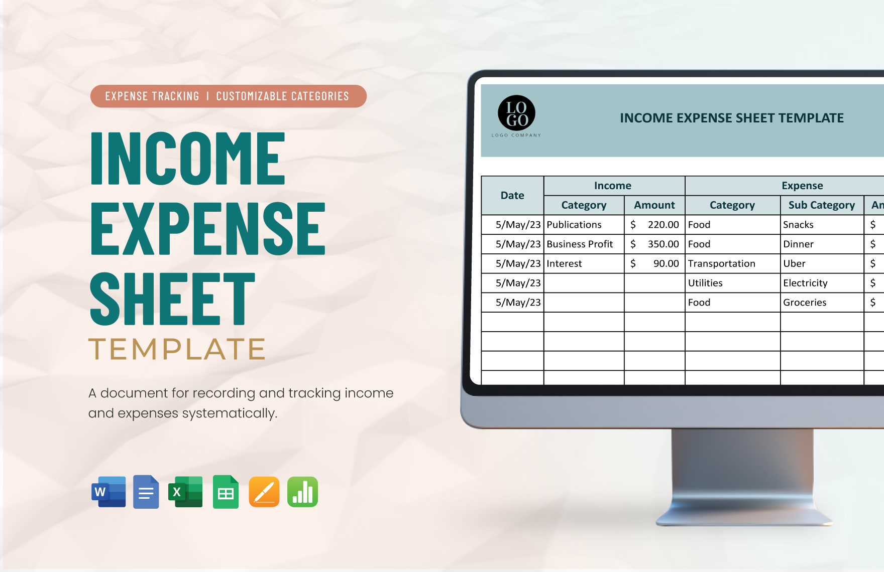 Income Expense Sheet Template in Apple Numbers, Pages, Word, Google Docs, Excel, Google Sheets - Download | Template.net