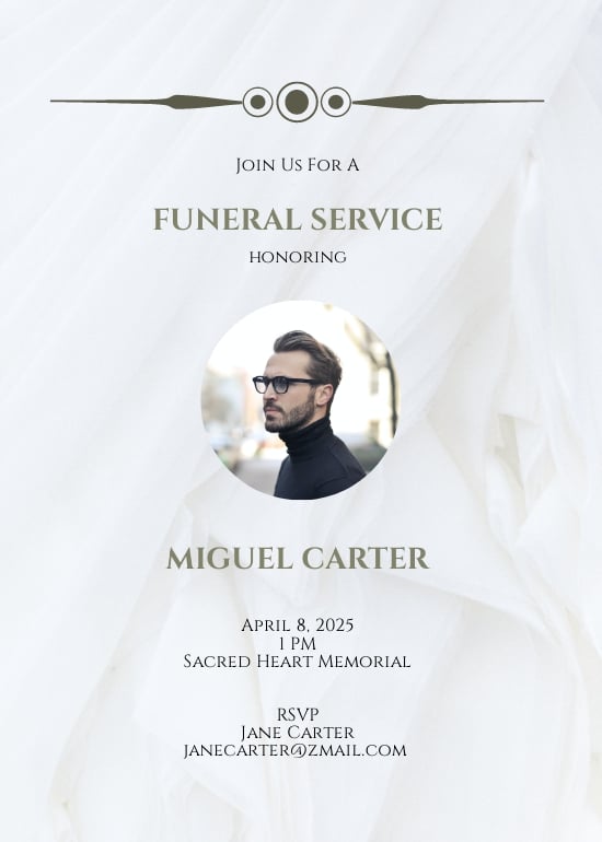 Email Funeral Invitation Template