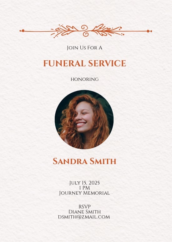Free Sample Email Funeral Invitation Template