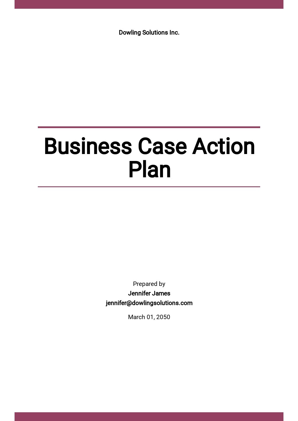 Business Case Action Plan Template