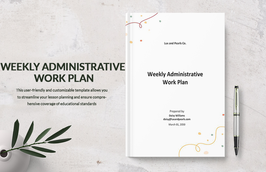 Weekly Administrative Work Plan Template in Word, PDF, Google Docs, Pages - Download | Template.net