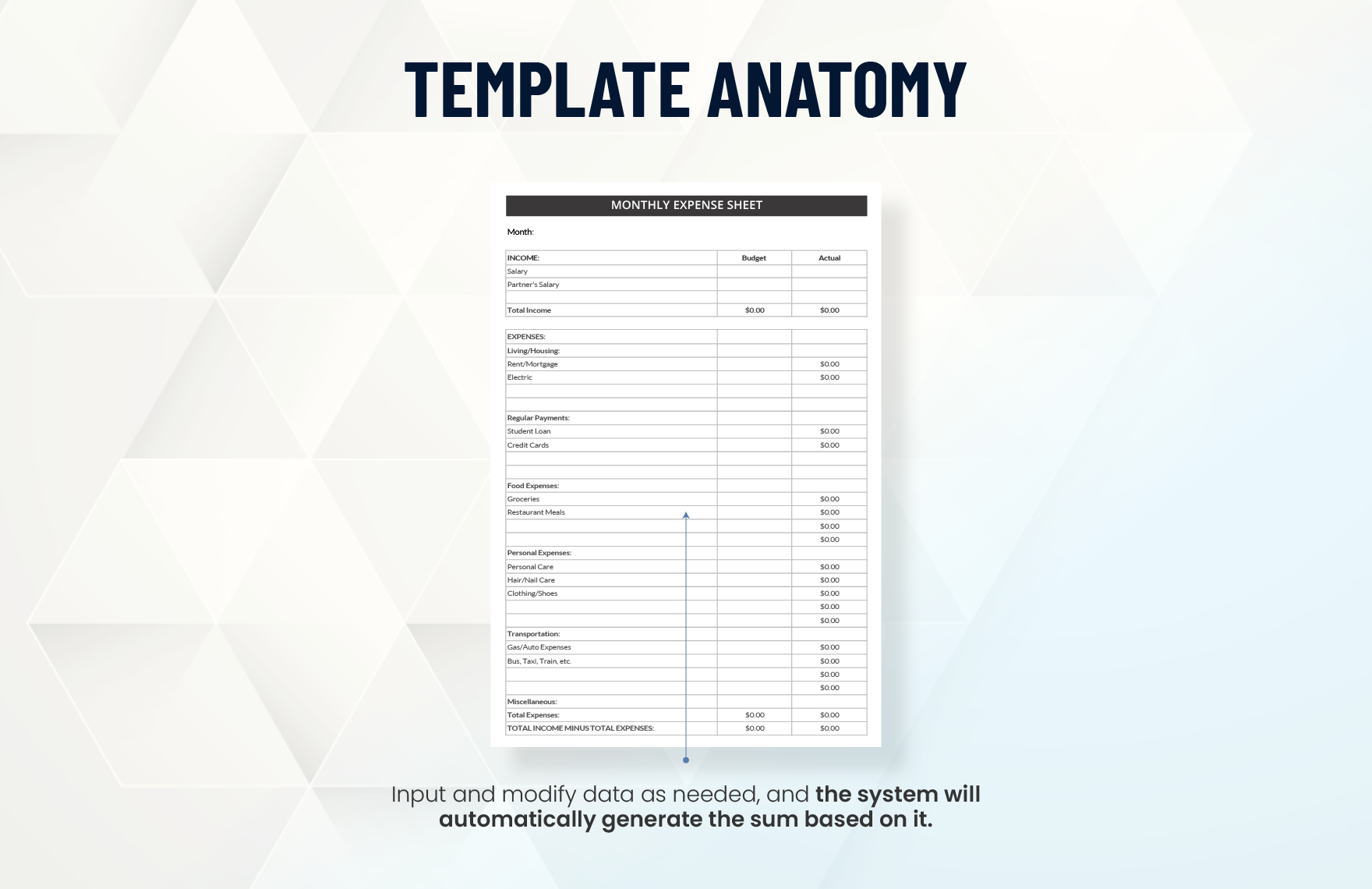 Simple Monthly Expense Sheet Template