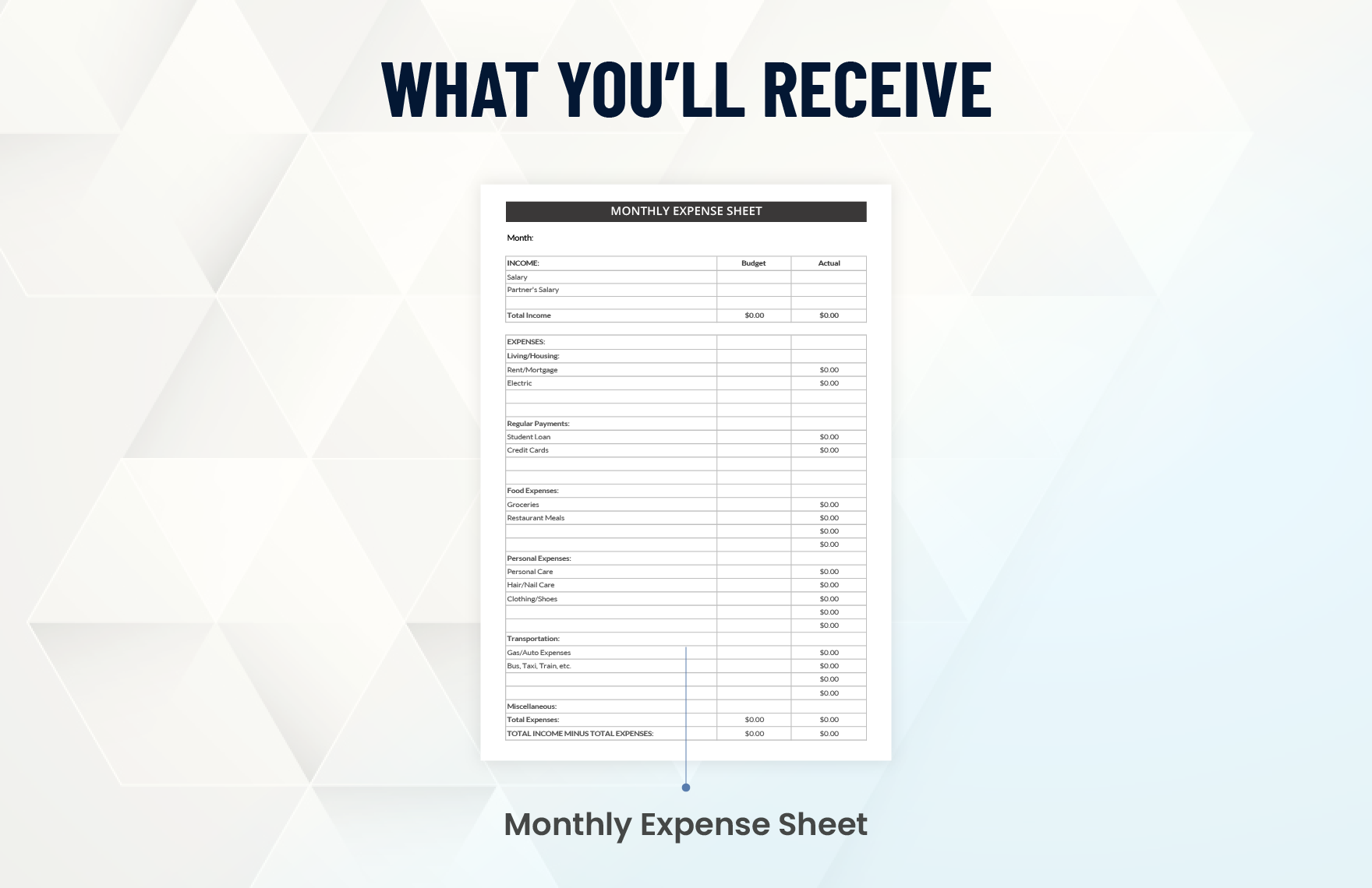 Simple Monthly Expense Sheet Template