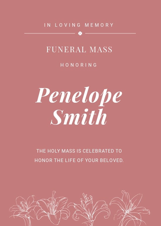 Free Mass Card After Funeral Template