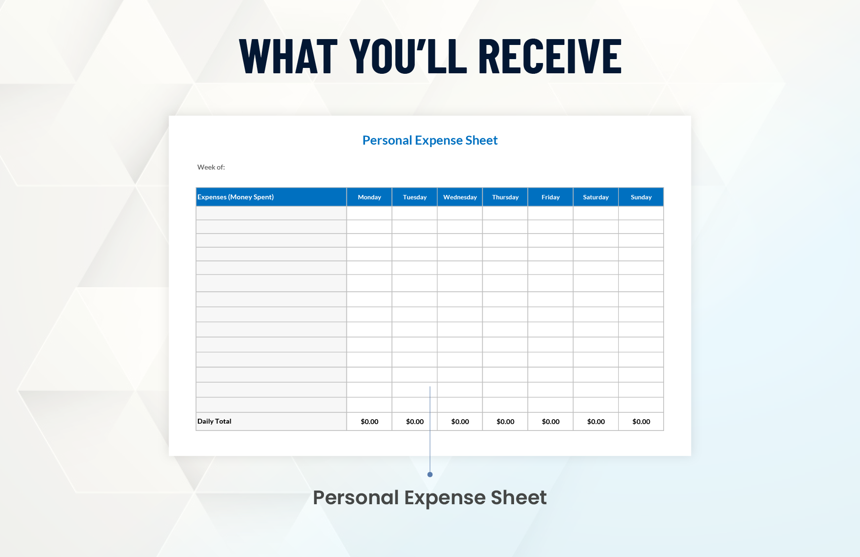 Personal Expense Sheet Template