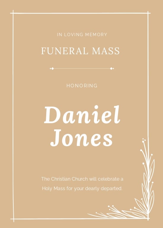 Simple Funeral Mass Card Template