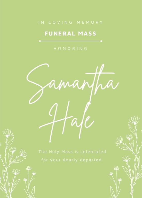 Free Elegant Funeral Mass Card Template