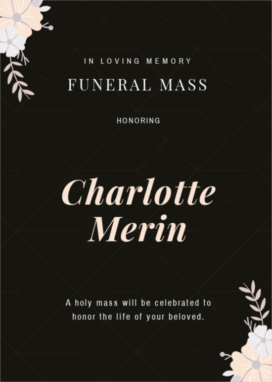 Floral Funeral Mass Card Template