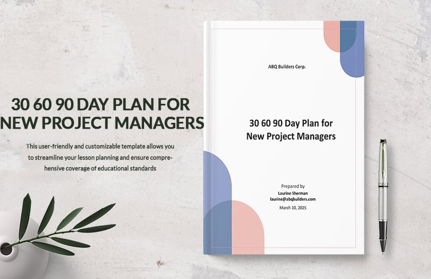 30 60 90 Day Plan for New Project Managers Template