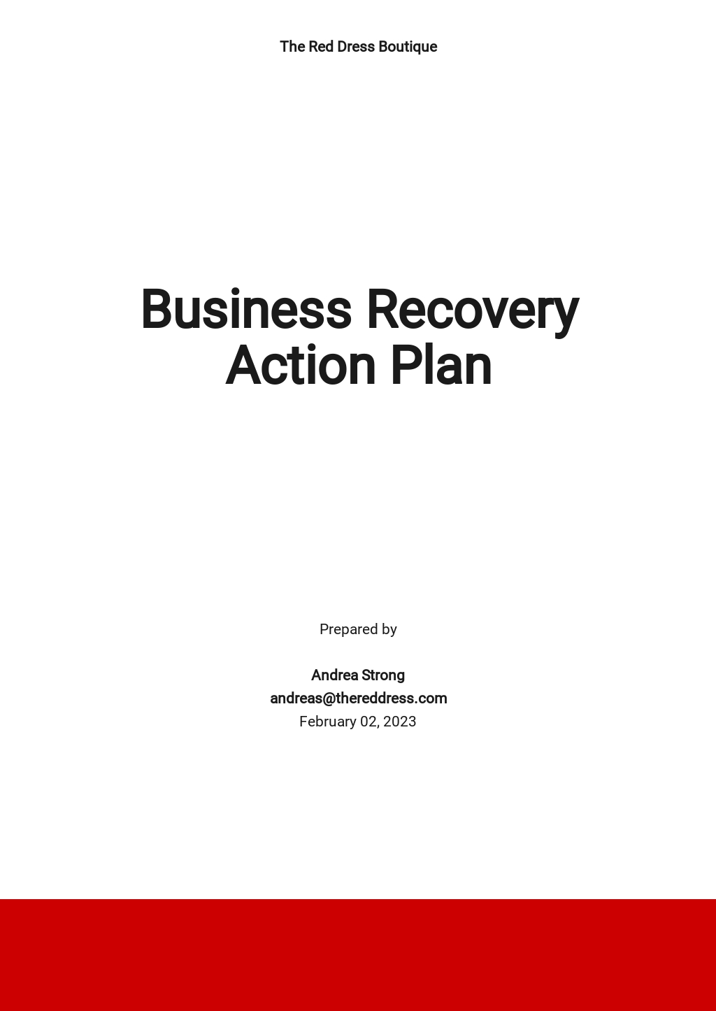 Business Recovery Action Plan Template