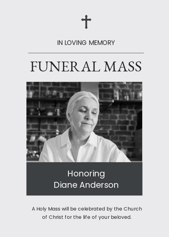 Free Catholic Funeral Mass Card Template