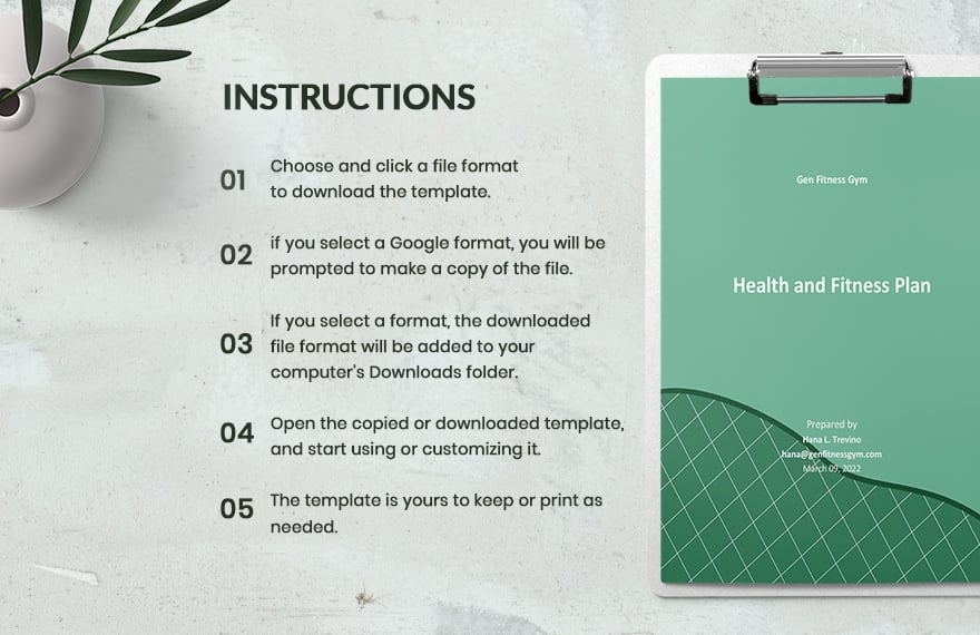 Health and Fitness Plan Template