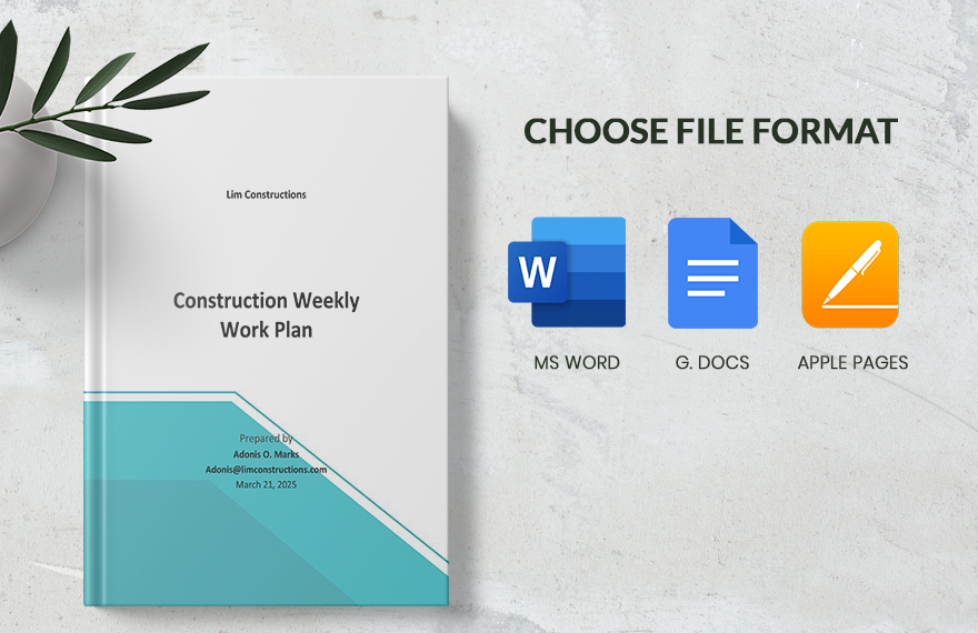 Construction Weekly Work Plan Template