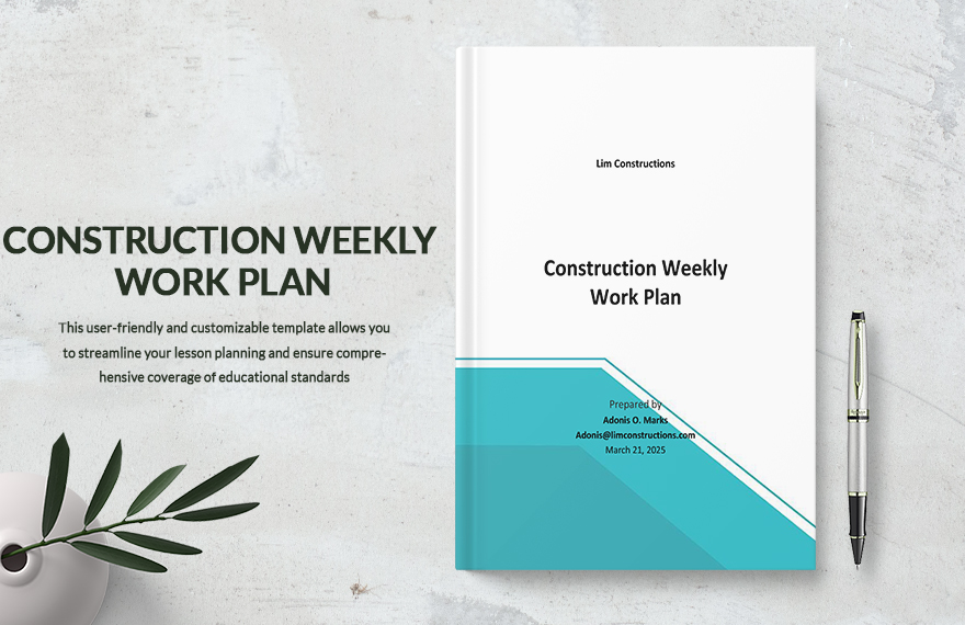 Construction Weekly Work Plan Template in Word, PDF, Google Docs, Pages - Download | Template.net