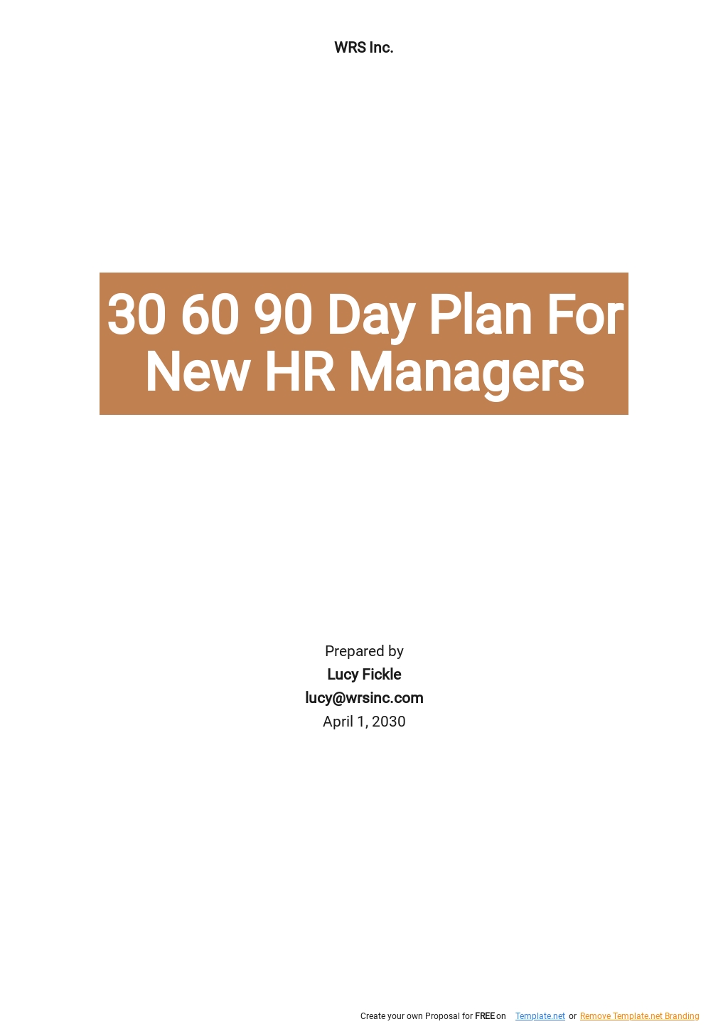 30 60 90 Day Plan Template For New Hr Managers