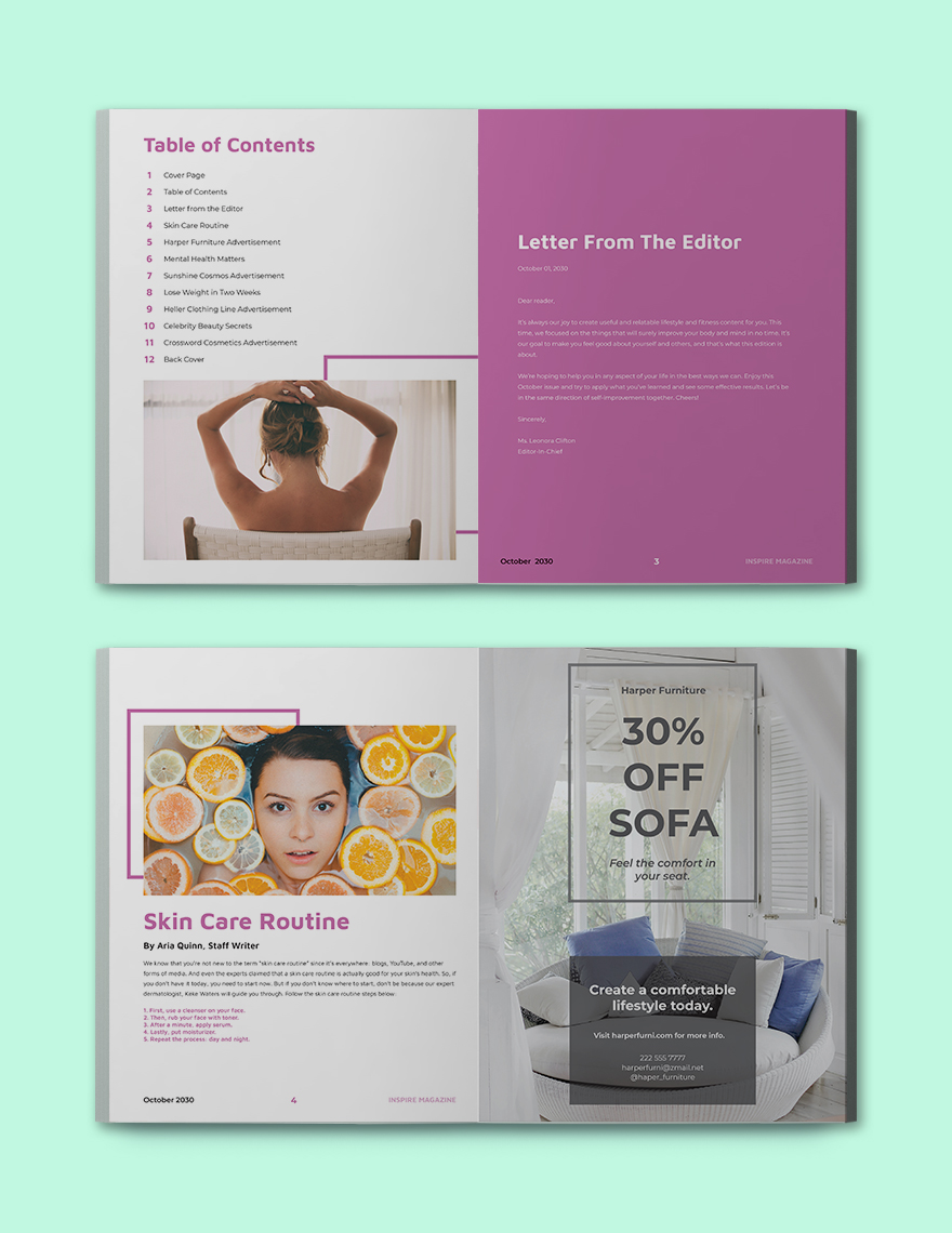 Lifestyle and Fitness Magazine Template Format