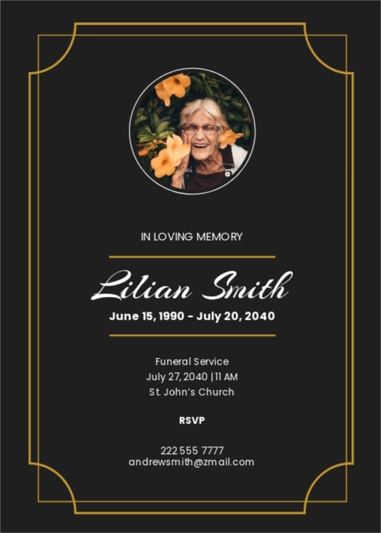 Free Simple Funeral Program Announcement Card Template