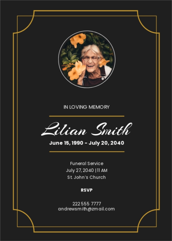 Simple Funeral Program Announcement Card Template